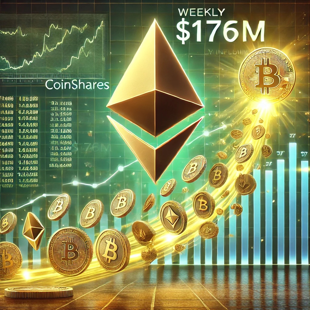 Ethereum Leads The Charge as Crypto Inflows Hit $176M—CoinShares