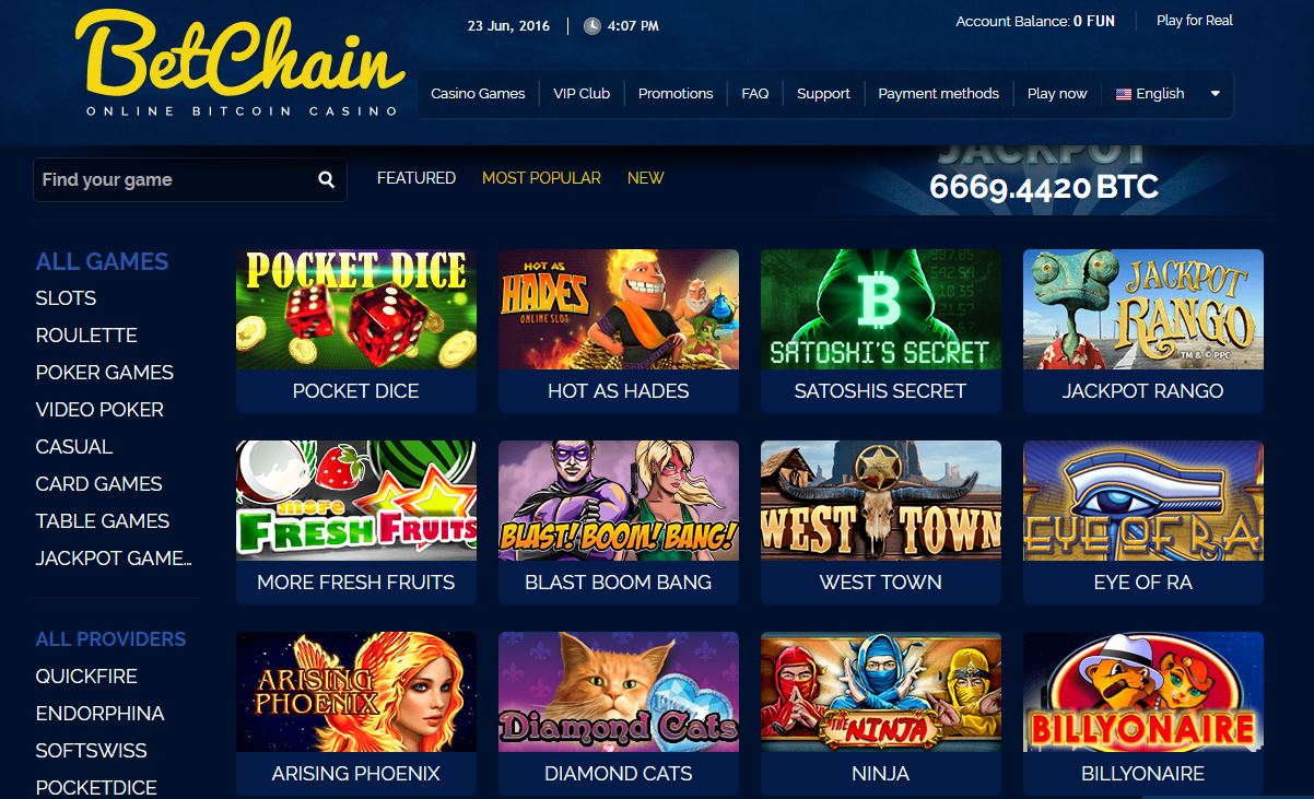 Betchain – A Casino where you can find 100’s Provably Fair Games