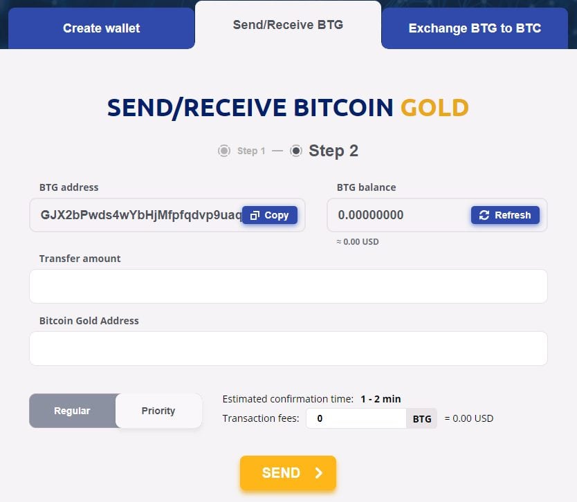 bitcoin gold wallet online