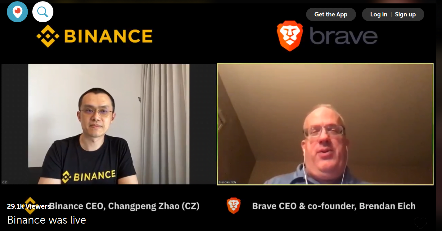 Changpeng Zhao & Brendan Eich discuss crypto 