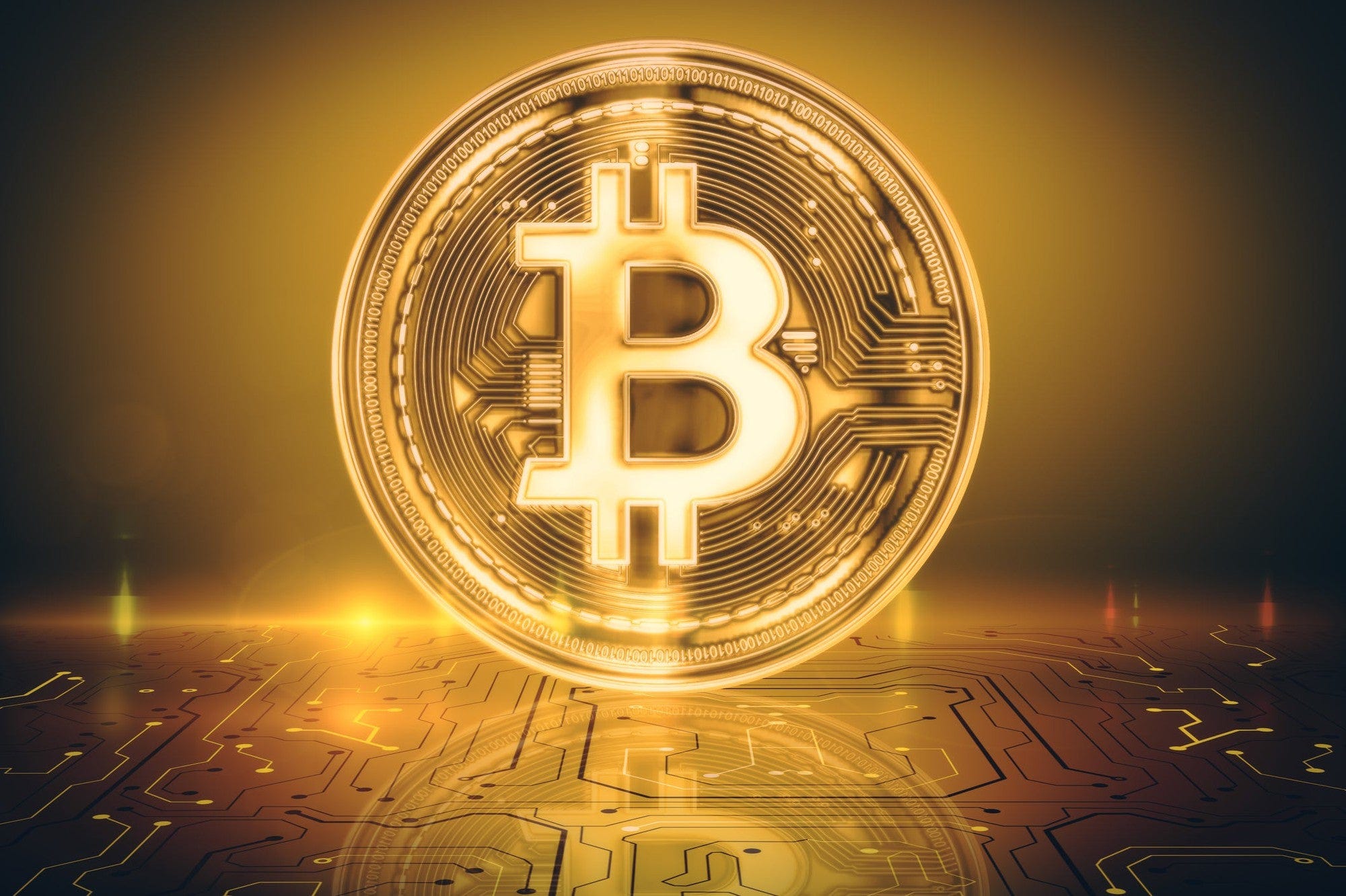 Picture of a bitcoin with a gold hue