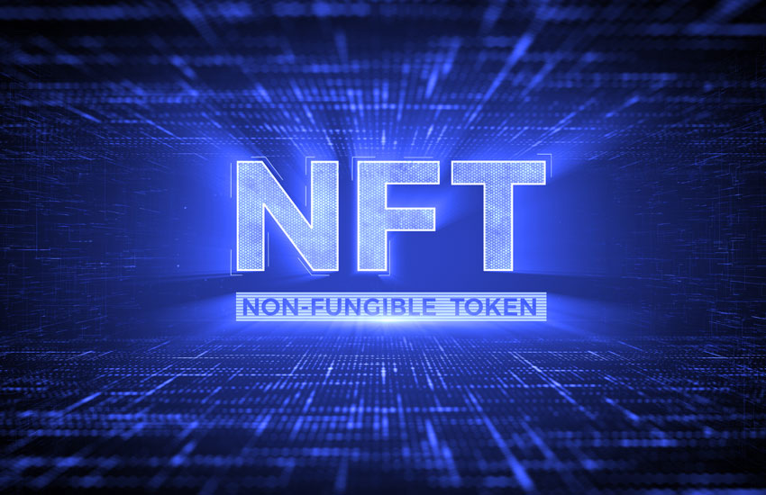 Picture that says NFT and non-fungible tokens written underneath it