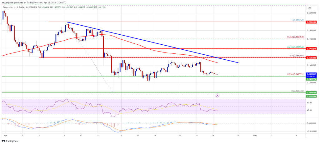 Прогноз цены DOGE: цена Dogecoin ниже 0,14 доллара может спровоцировать еще большее падение