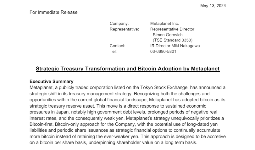 投資会社がビットコインを戦略的準備金とする – 価格への影響