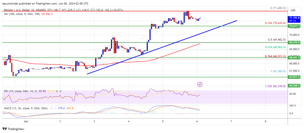 ビットコイン価格は徐々に上昇：着実な上昇は強気の勢いを示す