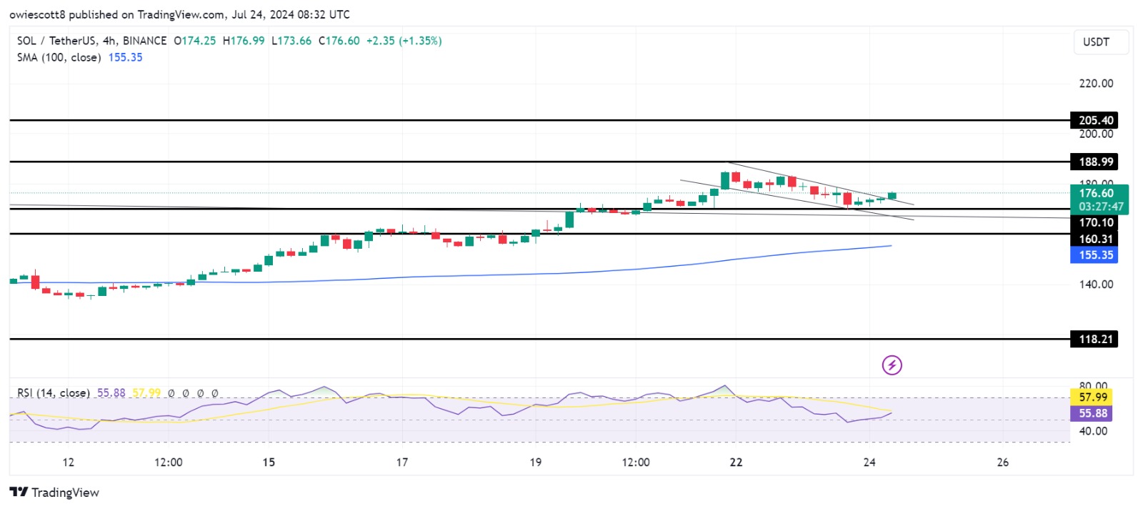 Solana Hits $170, Bullish Channel Formation Indicates Possible Rally