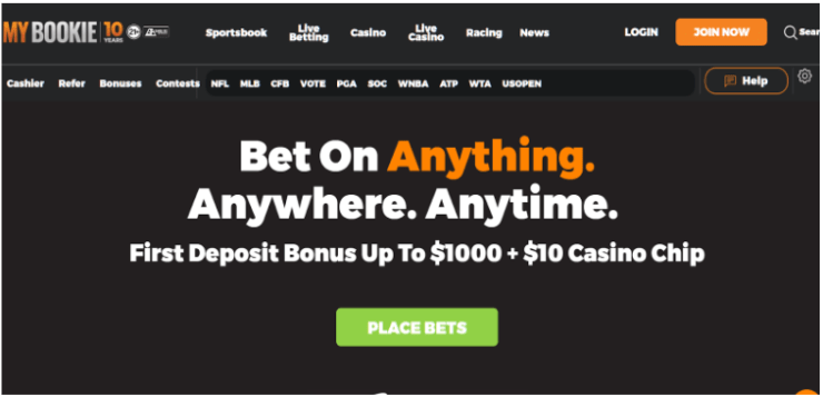 MyBookie homepage