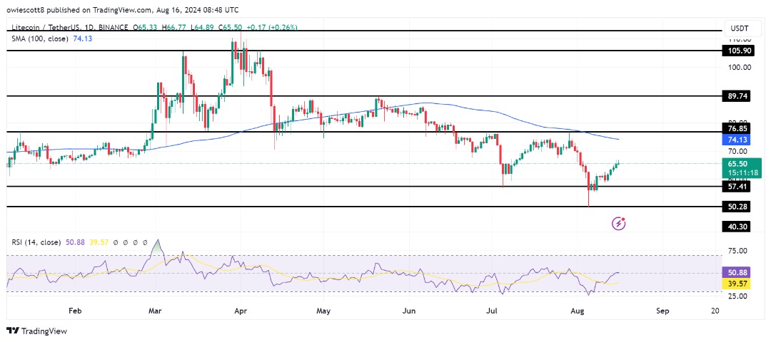 Retorno do Litecoin: reversão de alta prepara o cenário para meta de US$ 76,85