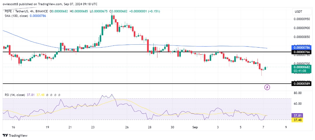 PEPE enfrenta teste de suporte chave em US$ 0,00000589 – Os touros manterão a linha?