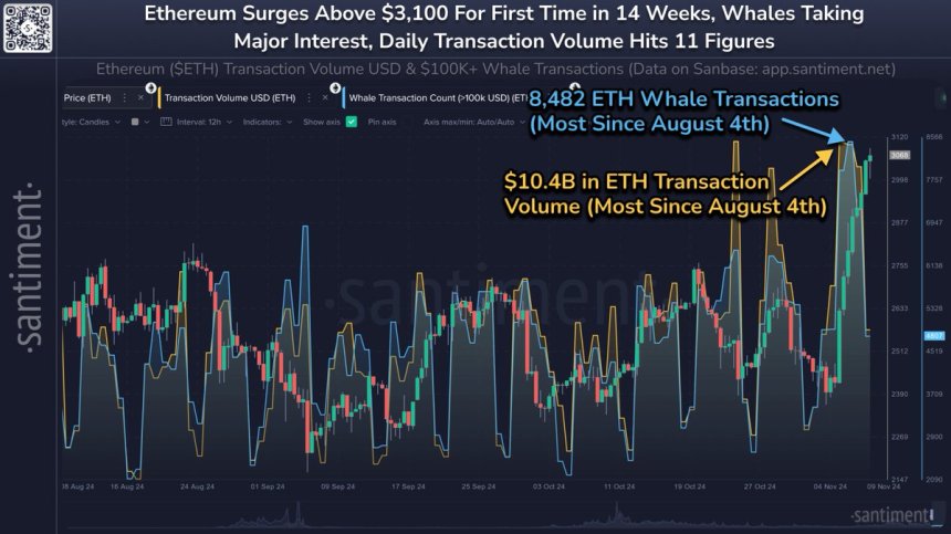 Aumento de las transacciones de ballenas de Ethereum 