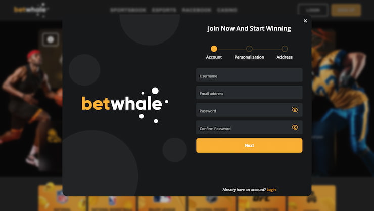 sign up on the betwhale registration form