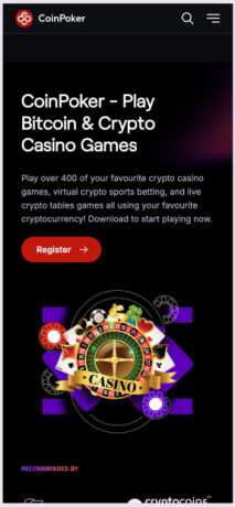 Screenshot of CoinPoker Australia online casino taken from mobile