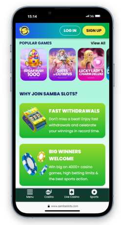 The Samba Slots homepage