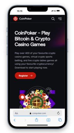 The CoinPoker homepage