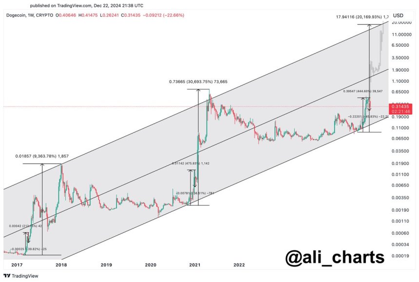 Dogecoin siguiendo un patrón macro alcista 