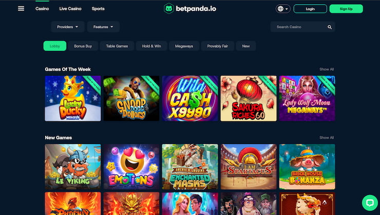 BetPanda casino homepage