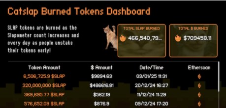 Catslap Burned Tokens Dashboard