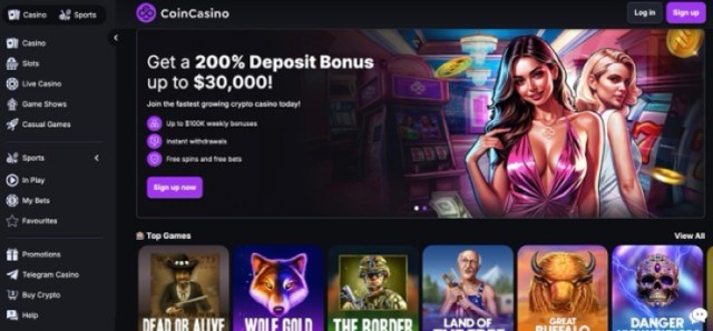 CoinCasino - kõige parem kiirkasiino VIP mängijatele ja krüptoraha armastajatele