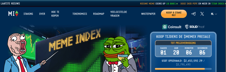 Welke crypto gaat stijgen?: Meme Index homepage