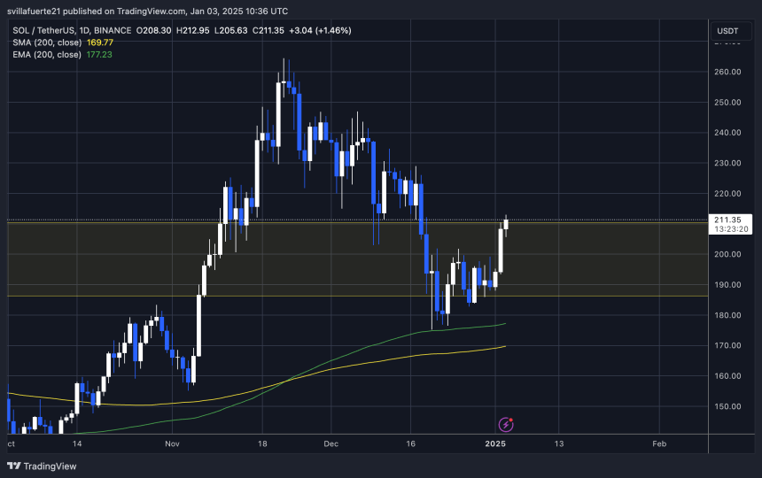 SOL daily chart showing strength 