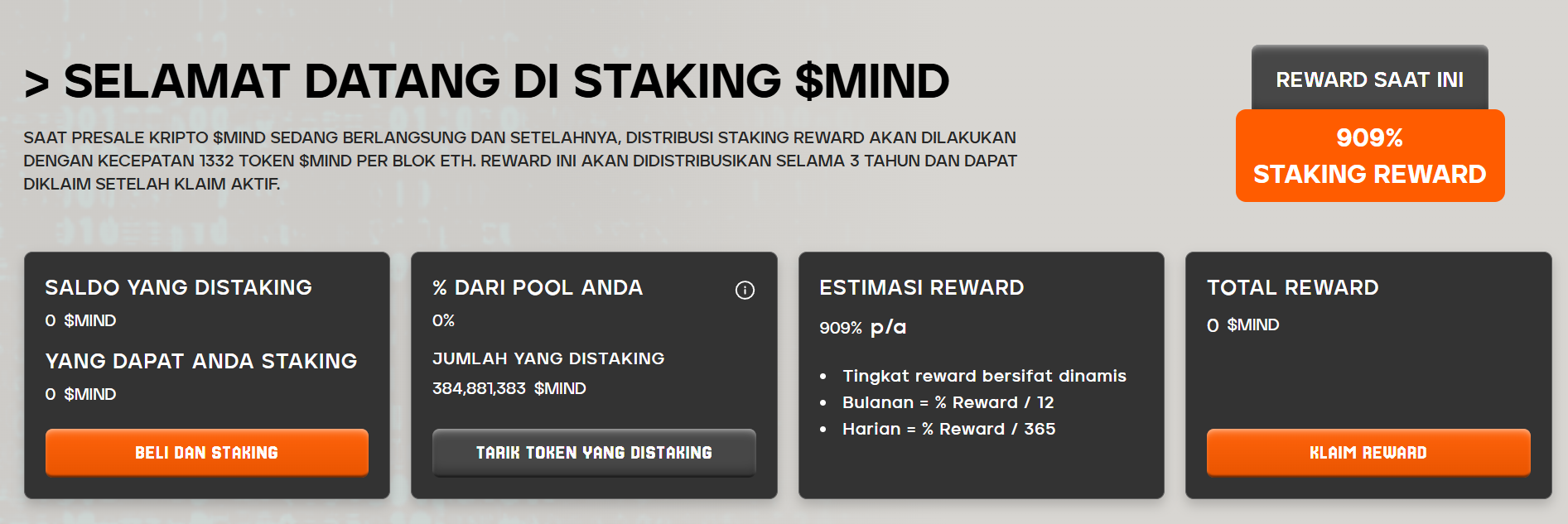 Staking - Prediksi harga Mind of Pepe