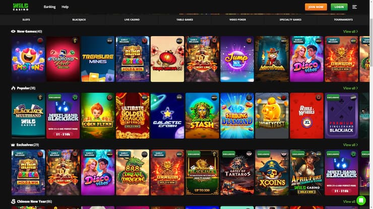 wild casino new games list