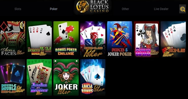 black lotus casino games video poker