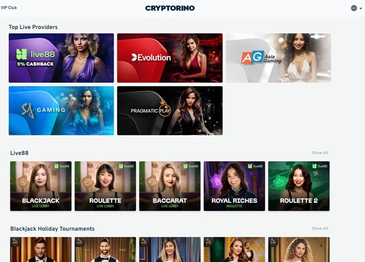 cryptorino live dealer casino accepting crypto 