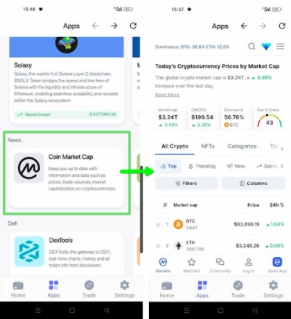 Access the latest crypto news from Best Wallet’s apps section