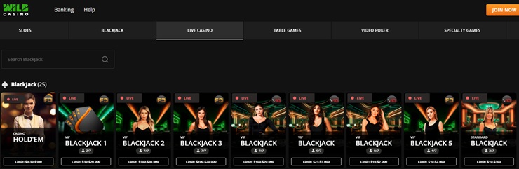 wild casino has one of the best live blackjack casinos 