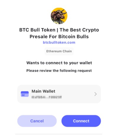 Approve connection between crypto wallet and BTC Bull