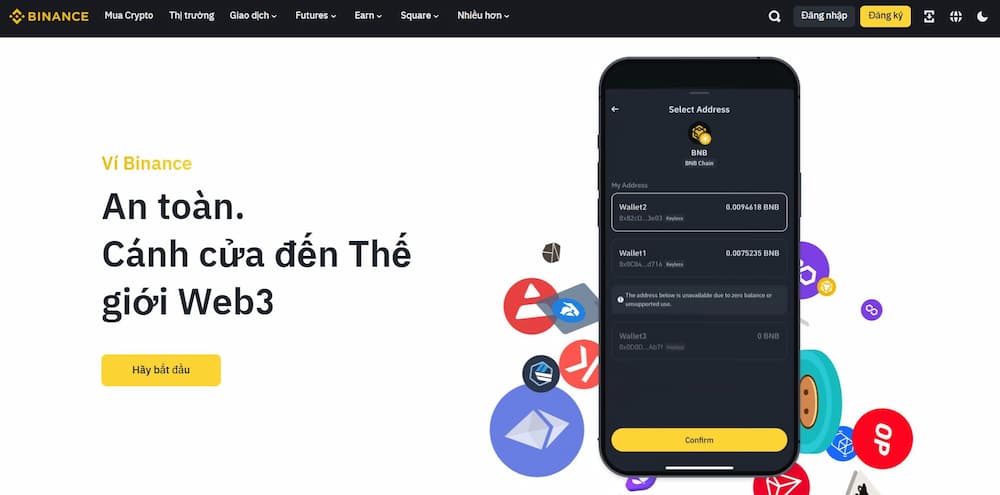 Binanace-Ví trên sàn giao dịch