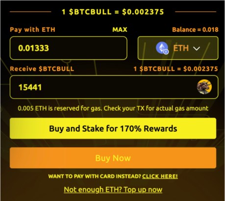 Choose how much BTC Bull