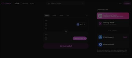 Connect a crypto wallet on Uniswap