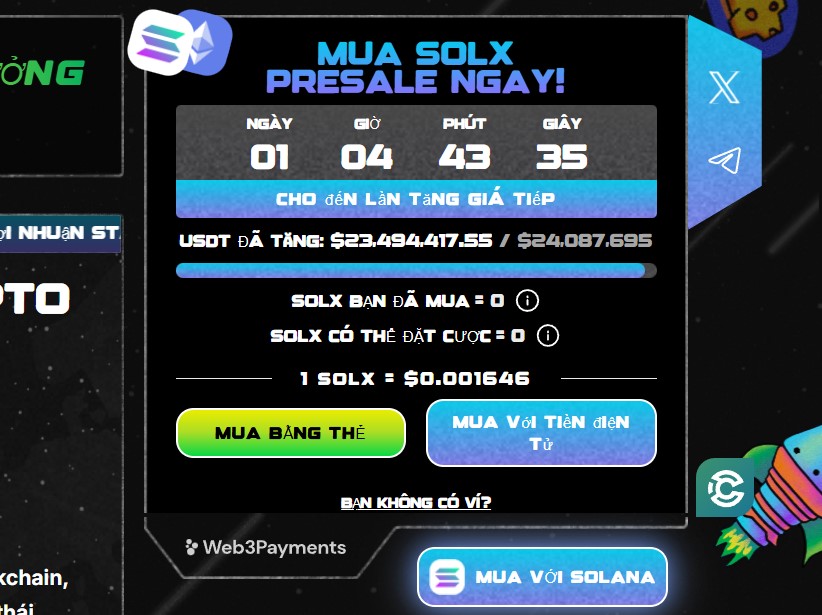 Mở Bán Token SOLX