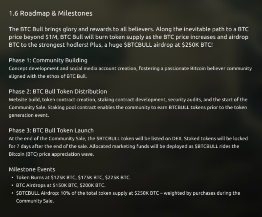 BTCBULL roadmap 