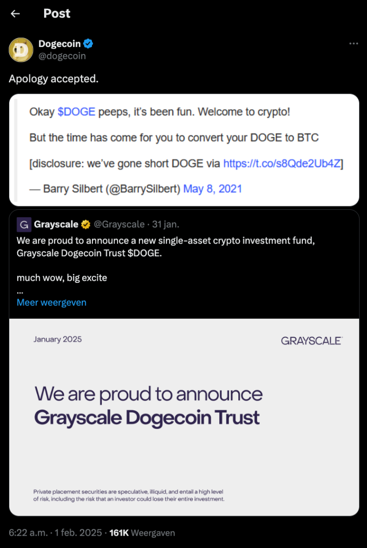 Greyscale Bitcoin trust - Bron: X