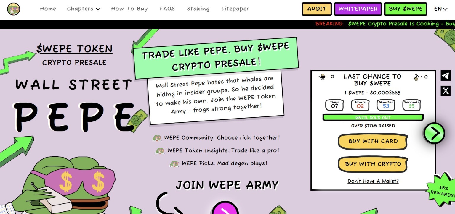 wall street pepe - Las 6 mejores meme coins para comprar cuando la SEC aprueba la primera solicitud de ETF de Solana