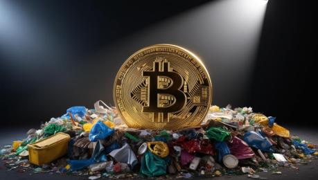 Bitcoin on a pile of trash