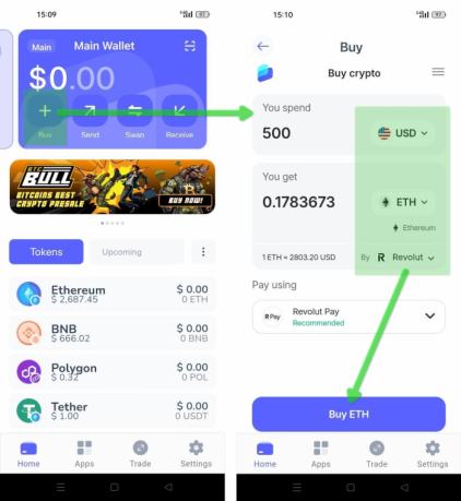 How to use onramp option on Best Wallet app