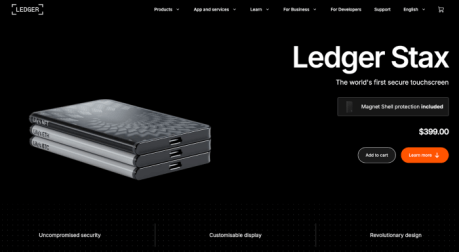 The Ledger Stax cold wallet 