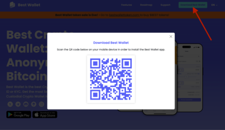 Scan the QR to download the Best Wallet app to your phone 