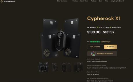 The Cypherock X1 cold wallet 