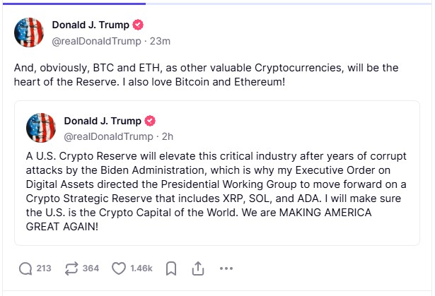 Donald Trump Announces U.S. Crypto Assets